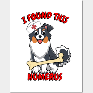 Funny collie dog is a nurse with a joke Posters and Art